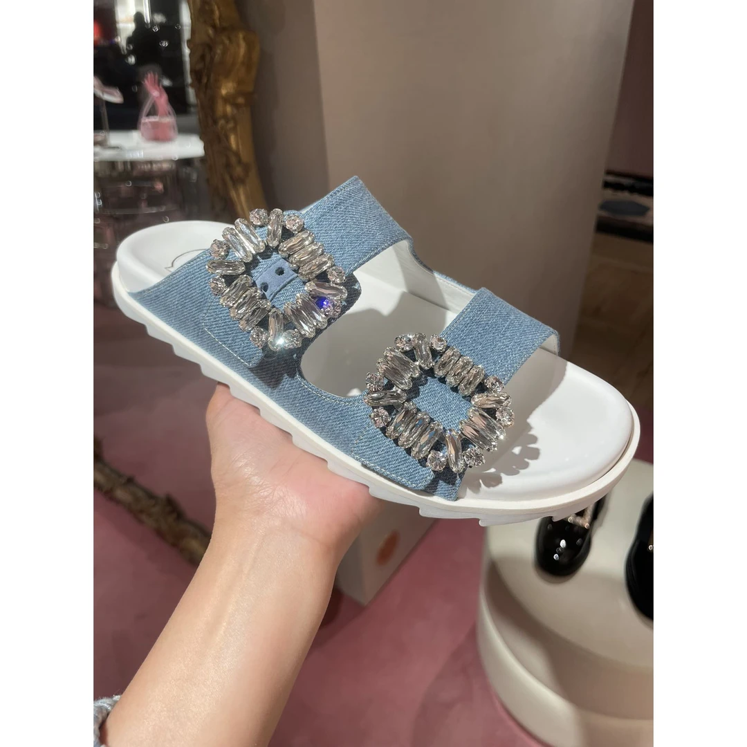 Roger Vivier/罗杰·维威耶roger vivier 一字拖鞋 蓝色