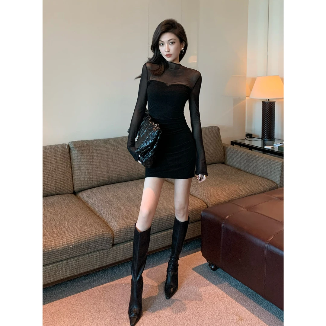 JIJINQI长袖休闲时尚连衣裙秋季新款性感包臀连衣裙 JINQCSP0620