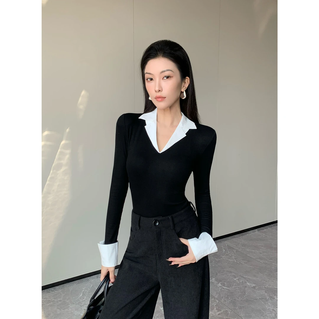 【小碗私服】显瘦气质长袖时尚上衣秋季新款设计感针织JC09SZPT465