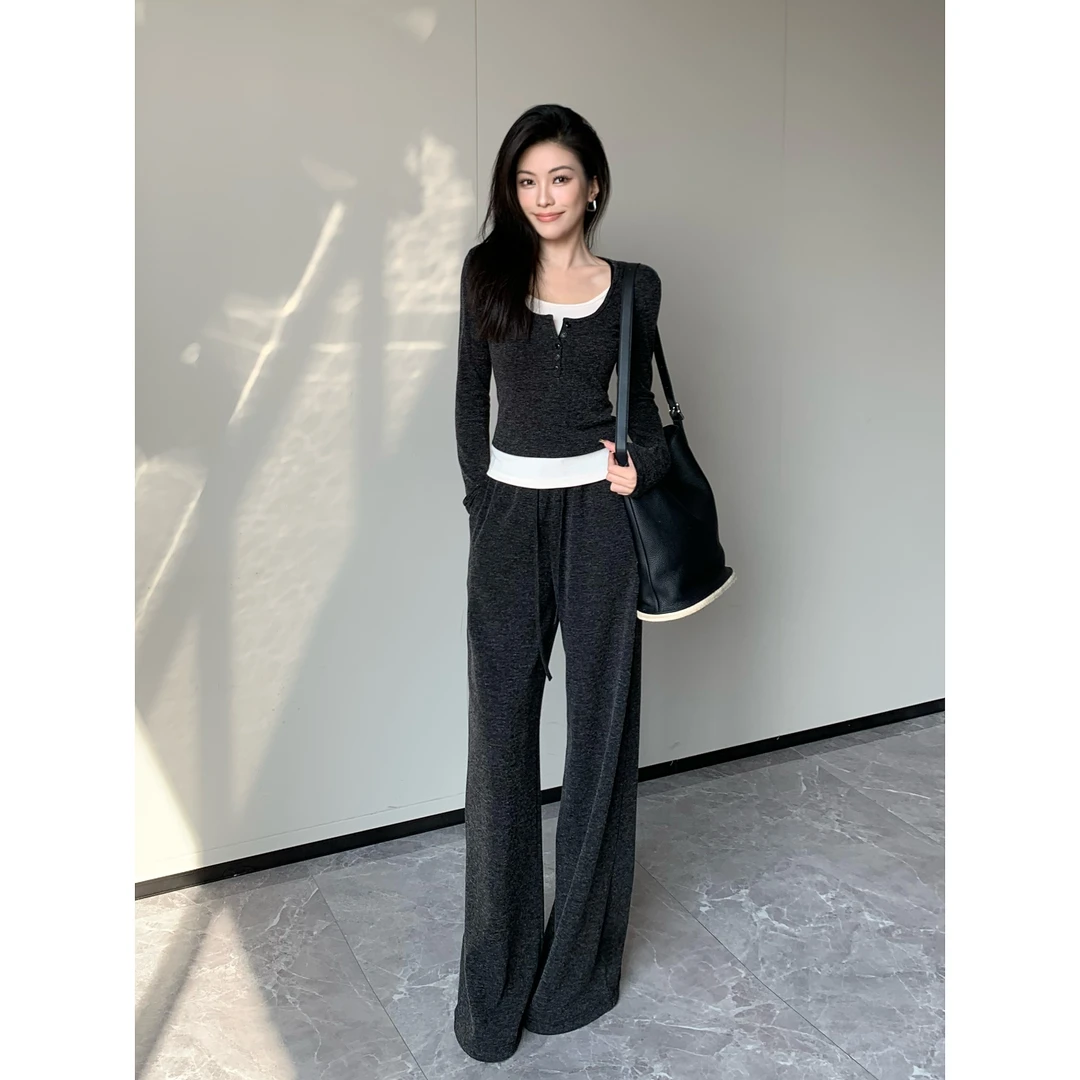 JIJINQI早秋设计感针织衫 慵懒休闲长裤JC10SZPT497