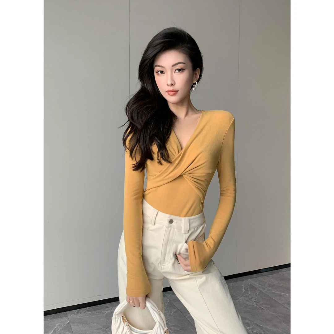 JIJINQI显瘦气质百搭修身上衣早秋新款设计感针织衫女JC08SZXL188