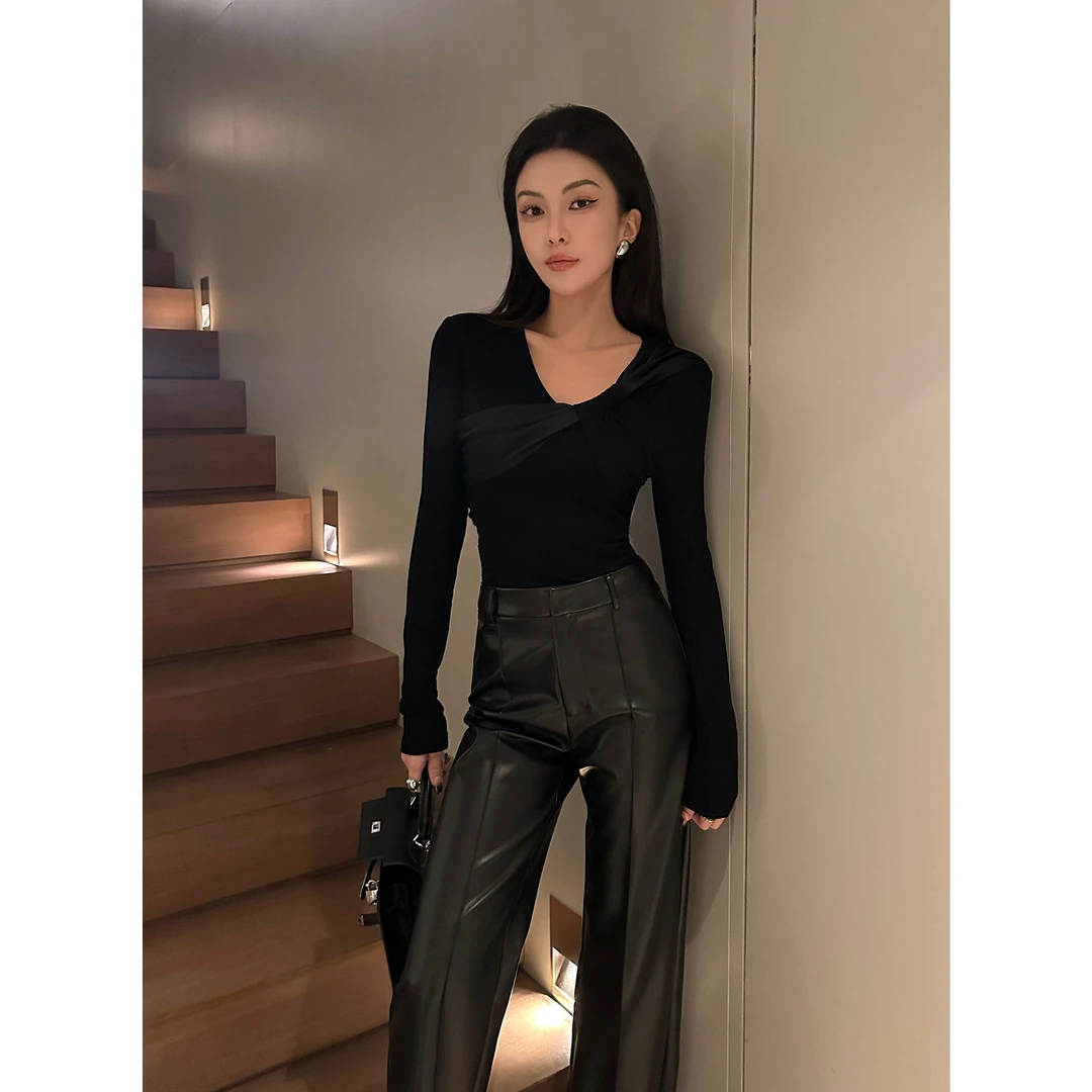 JIJINQI显瘦气质百搭长袖上衣春秋新款设计感针织衫女JC07SZPT225