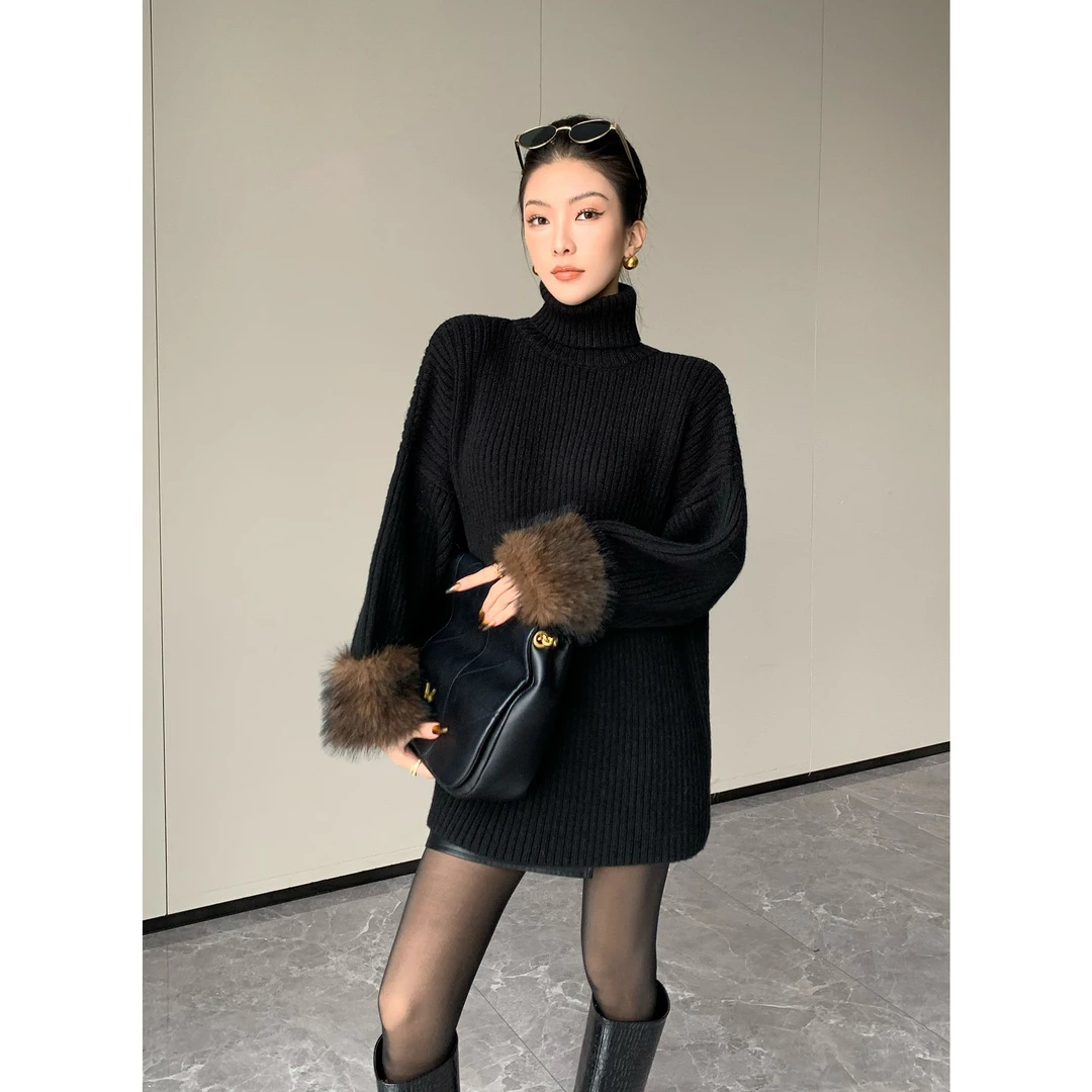 JIJINQI显瘦气质时尚宽松高领毛衣冬季百搭针织毛衣女JCO8SMPT342