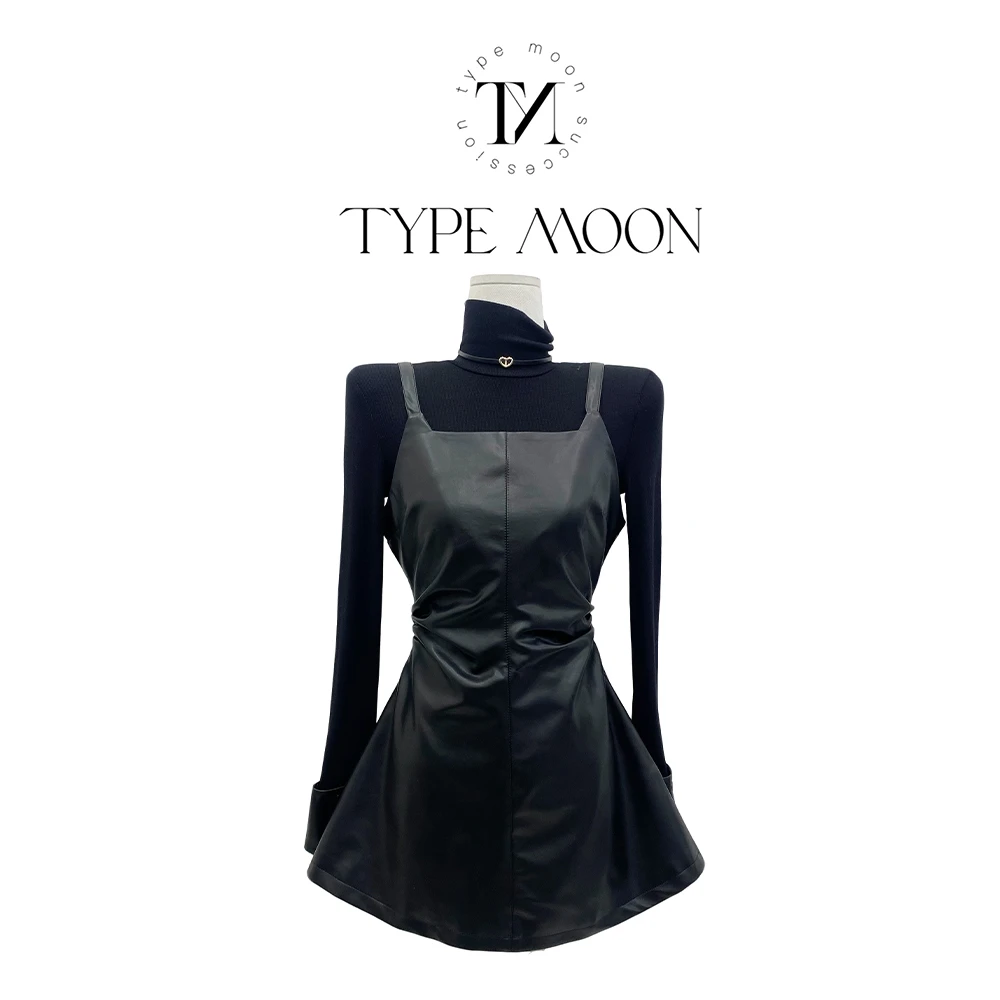 时尚秋冬外穿吊带皮裙PQ1243