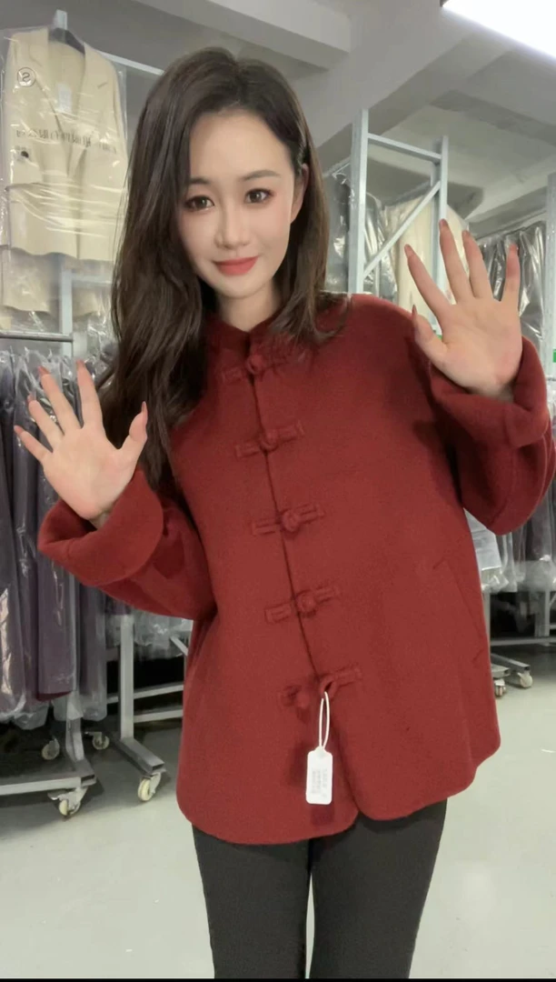 S·KBKZ设计师立领双面双色短款羊毛大衣气质小个子外套