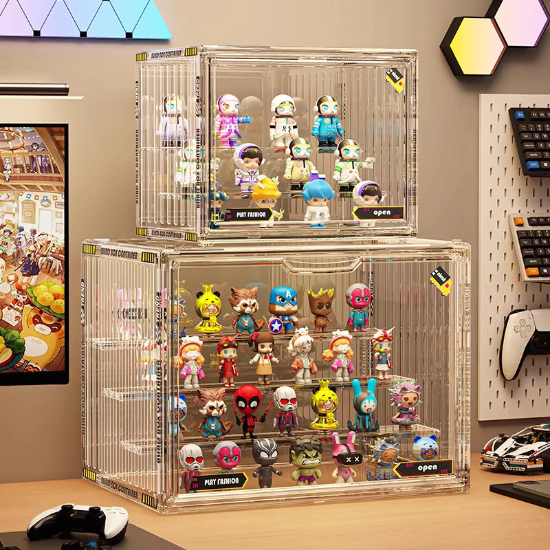 盲盒手办亚克力展示柜防尘泡泡玛特乐高积木展示架收纳置物收纳盒
