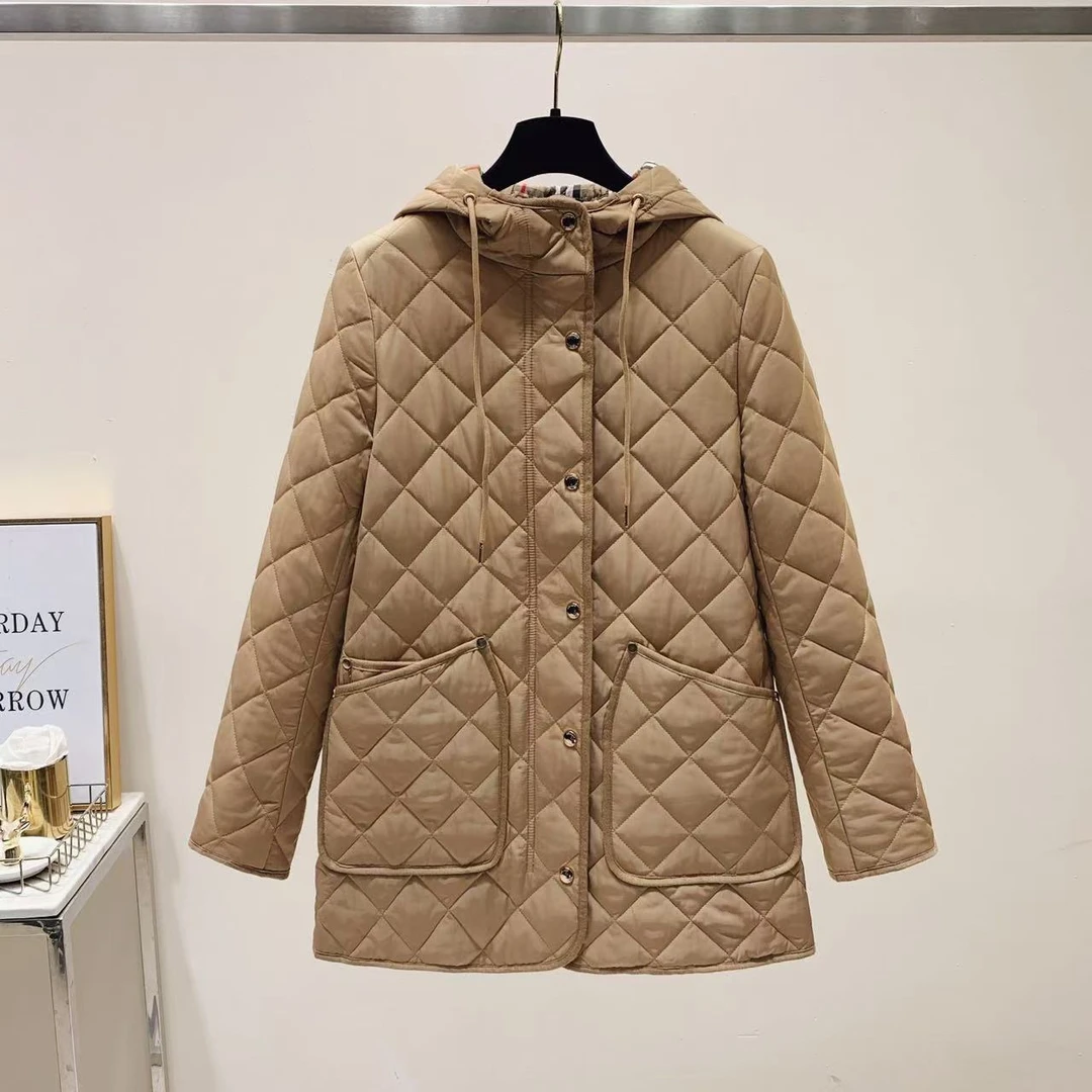 中长系列连帽菱格压缩夹棉女士棉外套178277