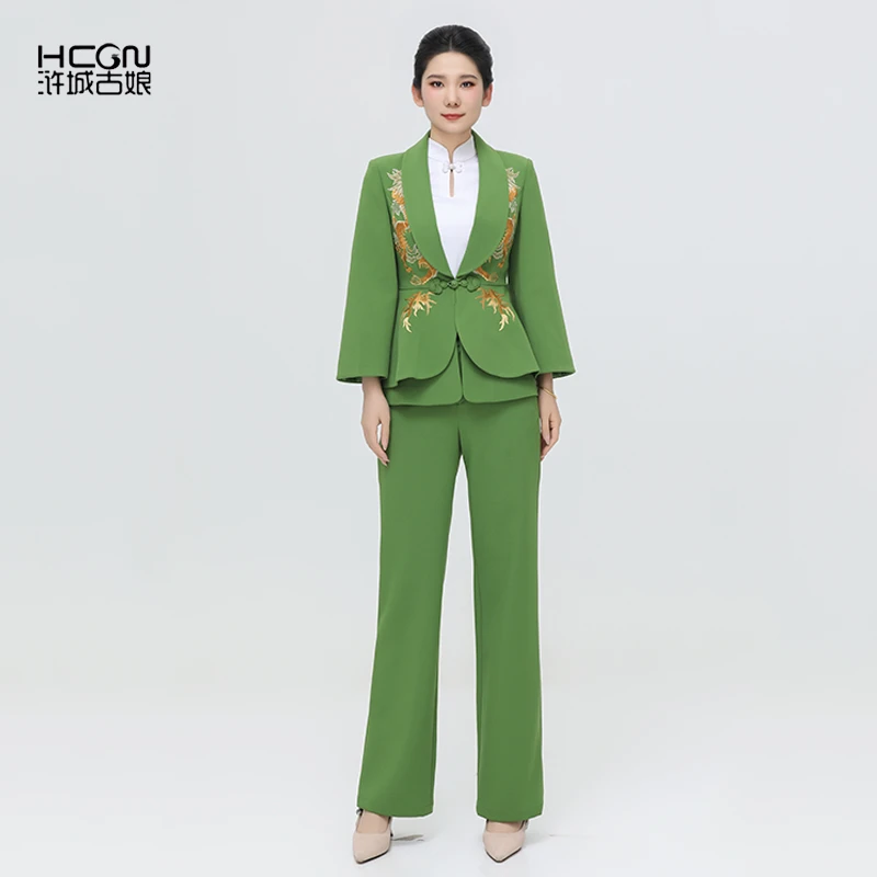 浒城古娘新中式国风女清辞轻奢西服套装两件套22C18519+22C19335