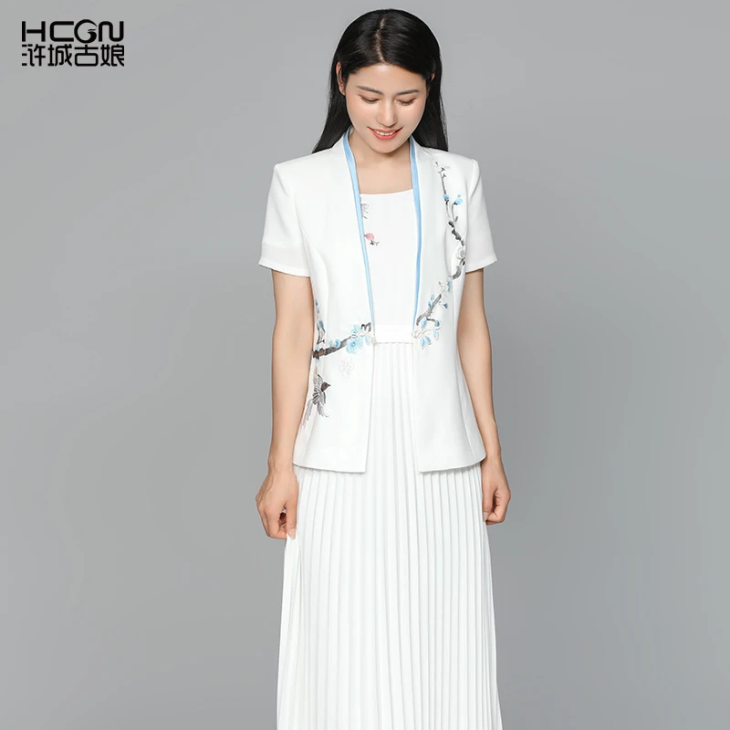 中式夏季精致重工刺绣花女气质职业时尚修身喜上眉梢外套BMT18826