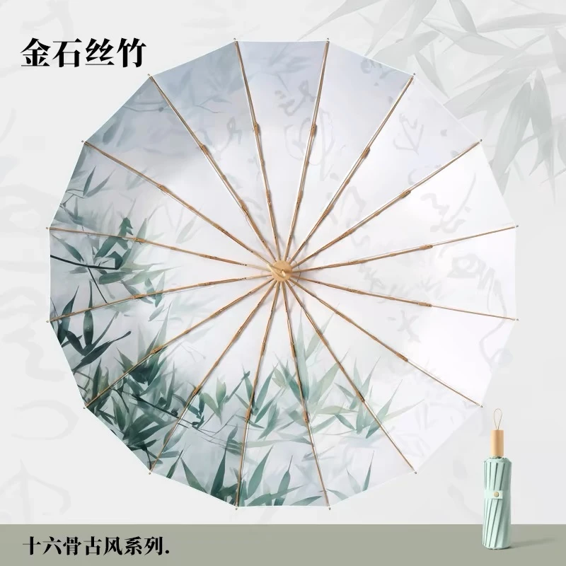 夏季中国风女士气质时尚黑胶户外便携遮阳伞遮阳防紫外线-WY42601
