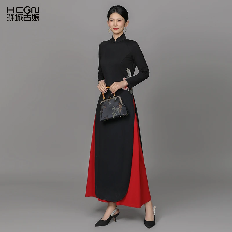 浒城古娘初春【衣长130cm】花有缘奥黛连衣裙套装21A1880+21A1971