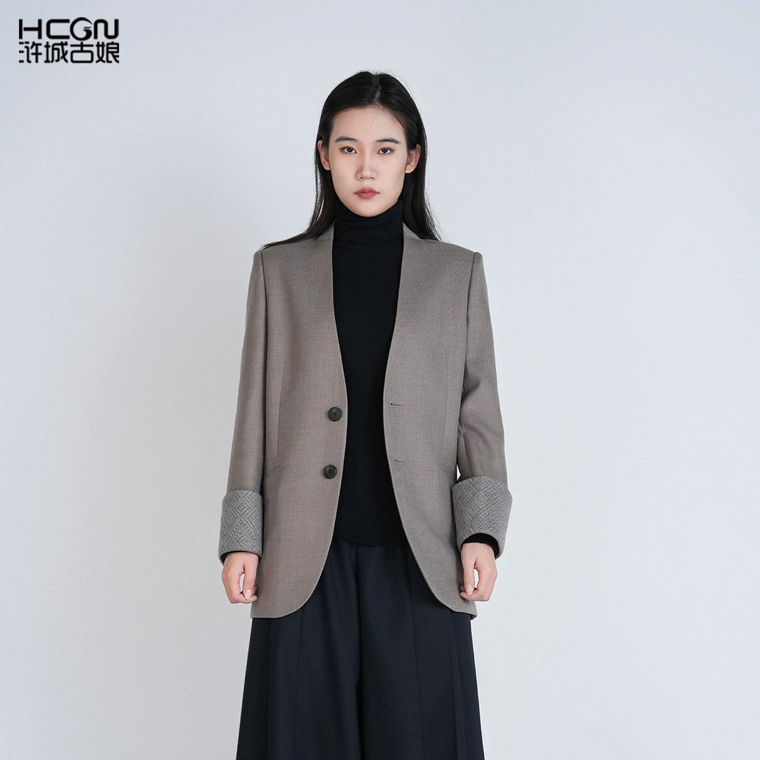 绵羊毛中国风刺绣花宽松显瘦高级感浩然套装GDC81571+CCL19800