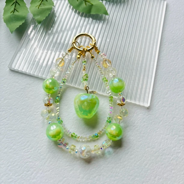 188—绿苹果手串diy手机链包挂