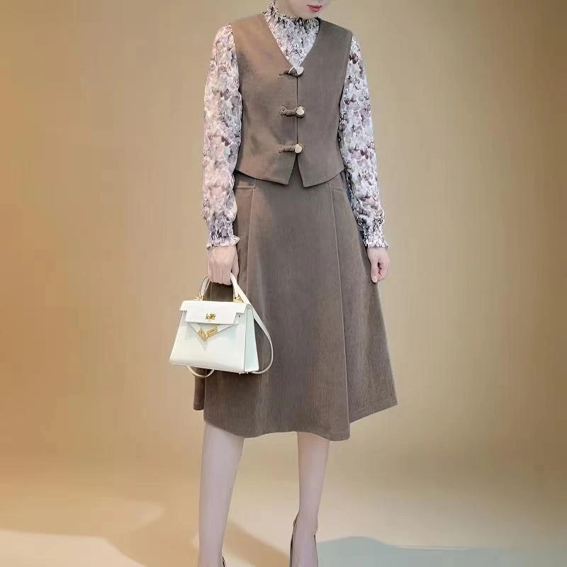 016#咖【木兮兮专属】2024年秋冬新款气质显瘦洋气时尚休闲两件套