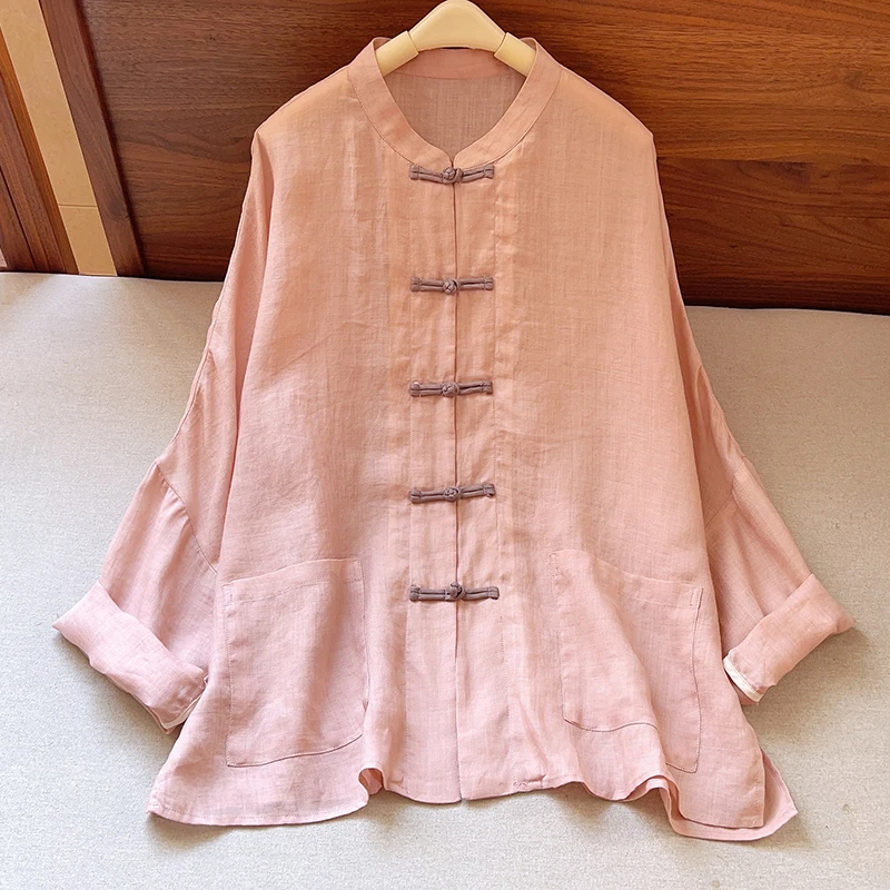 【静心】夏季百搭斜纹苎麻盘扣开衫防晒服 51535