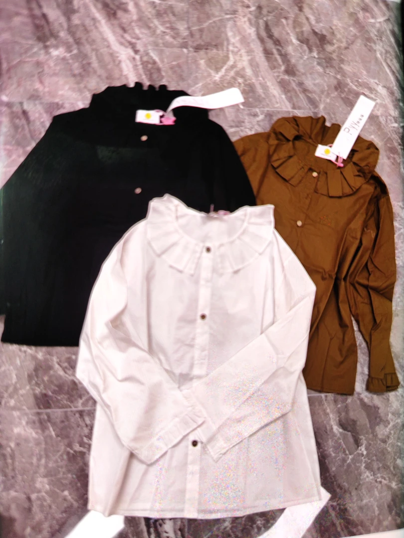 胖瑶瑶家风琴领棉布衬衣