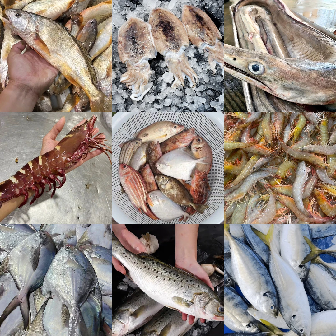 【红心三目蟹+鱼+卢虾+皮皮虾】海捕海鱼海虾直播间现改现称链接