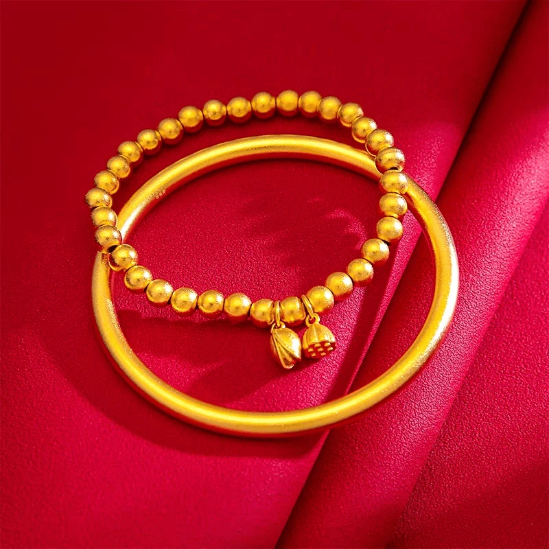 经典国潮手镯女叠戴莲蓬两世欢手链气质镯子