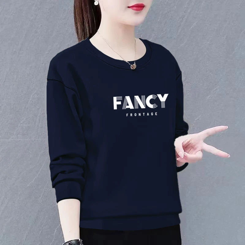 华棉卫衣女新款时尚潮韩版春秋季洋气宽松显瘦圆领长袖上衣外套女