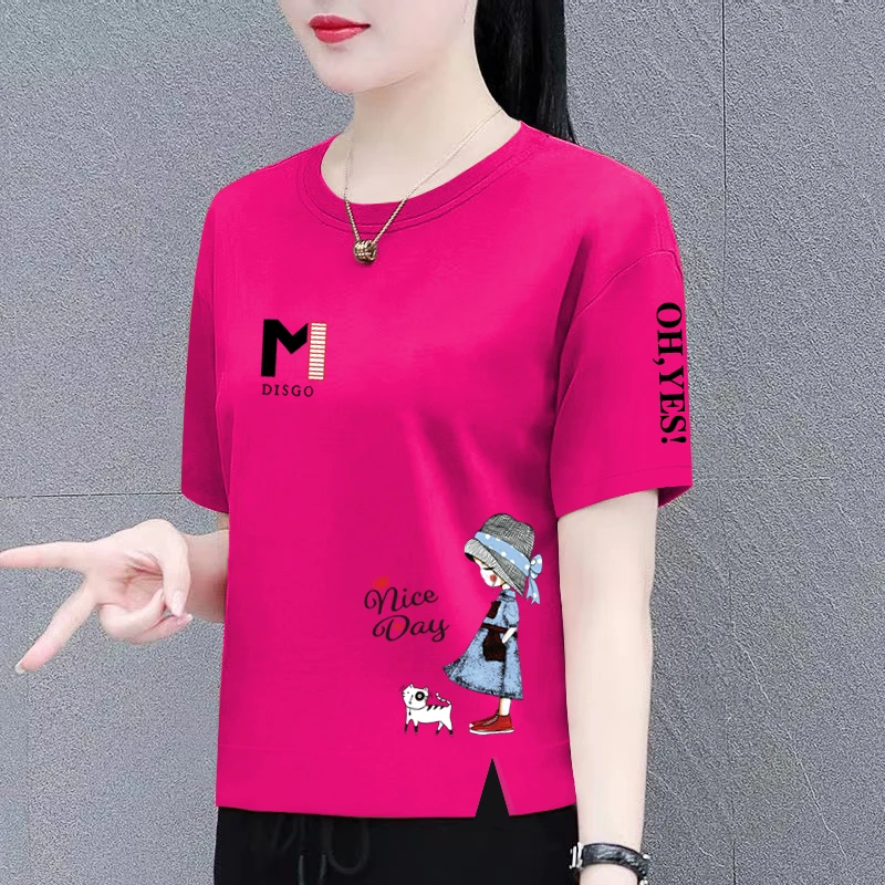 纯棉短袖t恤女2024夏季新款韩版开叉宽松大码显瘦遮肚上衣体恤潮