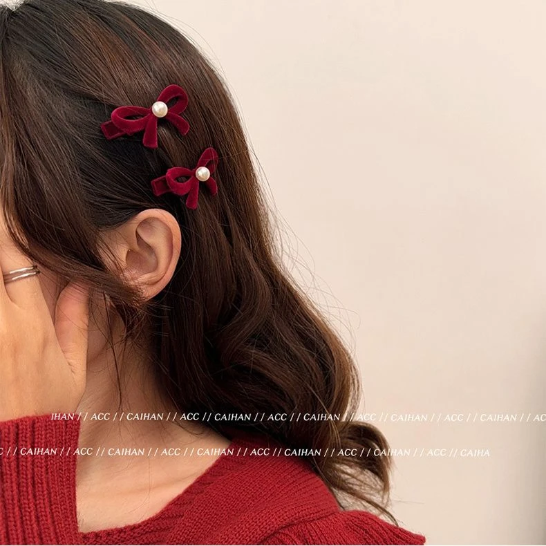 精致蝴蝶结发夹头饰可爱小号碎发刘海前额鸭嘴夹子2023新款秋冬女