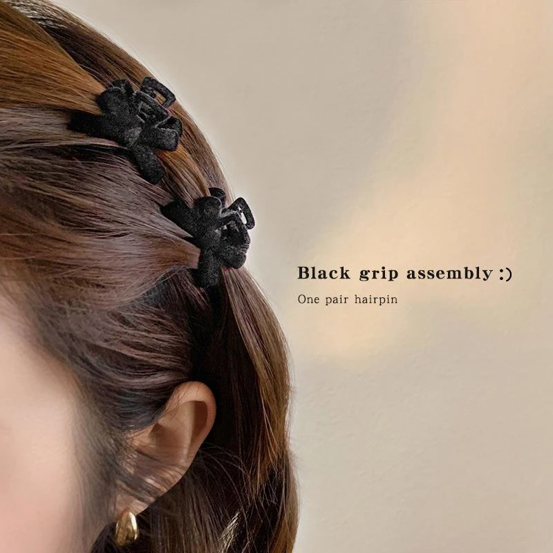 公主头丝绒蝴蝶结抓夹头饰女设计感小众发夹侧边刘海发卡头发夹子