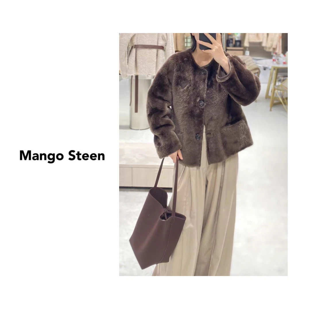 皮毛一体拉贡毛呢外套I2314