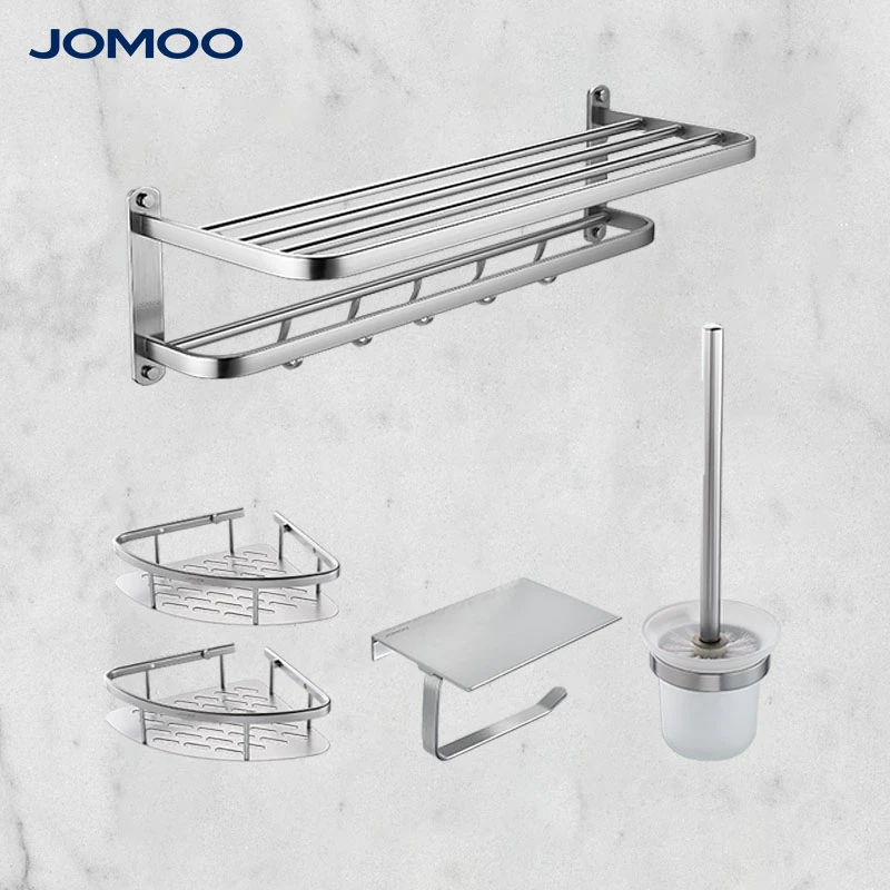 JOMOO/九牧卫浴浴室家用铝合金多功能置物挂件套餐5件套9394015