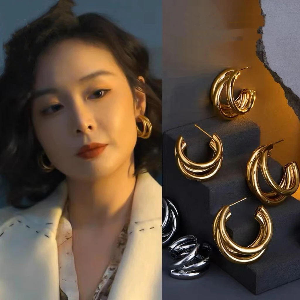 铜合金耳饰 【港风美人】气质百搭大嫂同款陈舒婷同款耳环耳圈A13