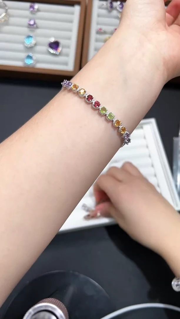 【闪购商品】水晶手链银S925镶嵌71j多样性发其一/1条