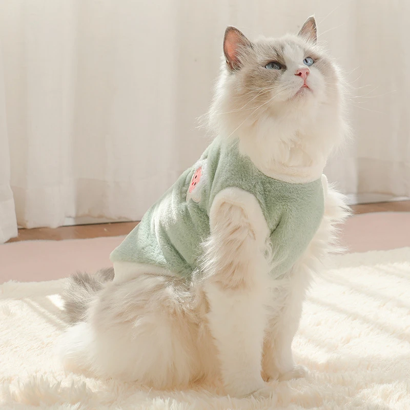 秋冬款猫咪衣服布偶猫保暖兔毛绒背心宠物狗狗衣服猫猫幼猫防掉毛