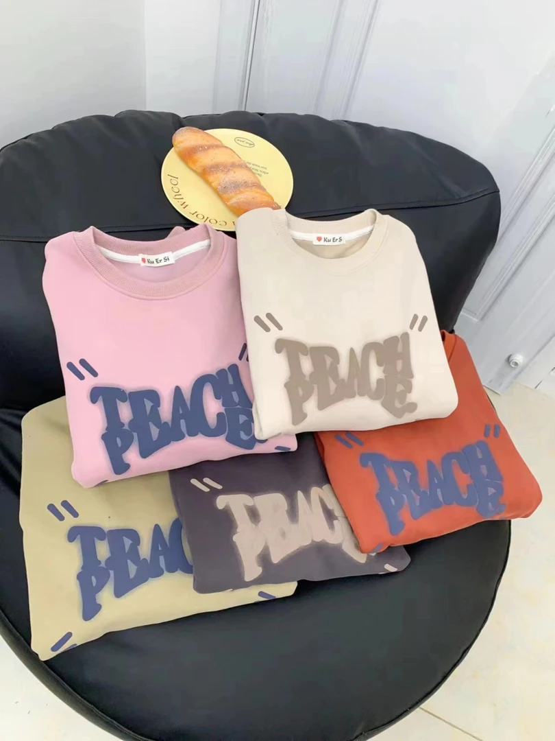 美拉德圆领卫衣，新款，韩版宽松慵懒风，复古，高级感套头上衣