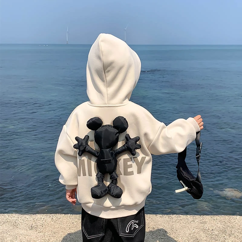 秋季新款时尚休闲男童外套童装儿童上衣连帽春秋立体玩偶卫衣帽衫