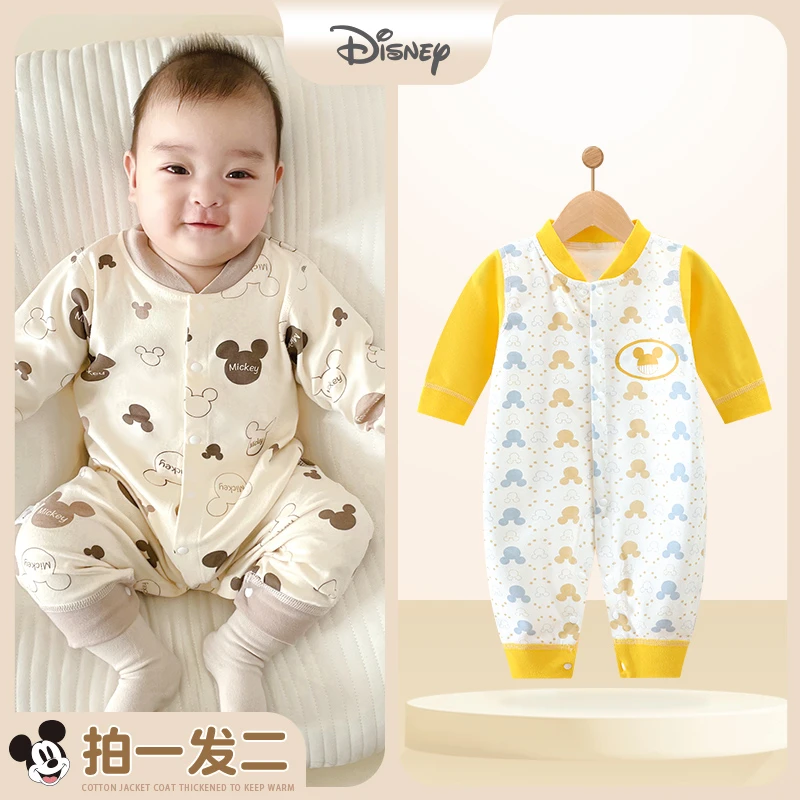 Disney/迪士尼婴儿连体衣纯棉新生春秋装衣服宝宝四季款哈衣爬服