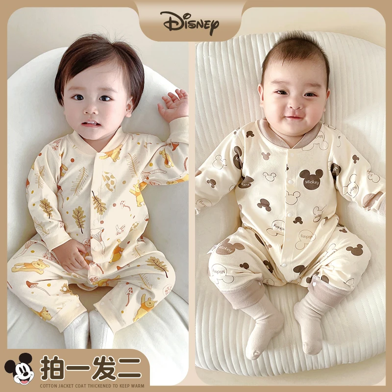 Disney/迪士尼婴儿连体衣纯棉新生春秋装衣服宝宝四季款哈衣爬服