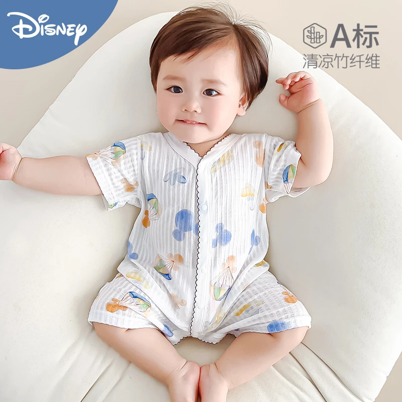 Disney/迪士尼婴儿连体衣夏装竹纤维新生儿衣服夏季短袖哈衣爬服