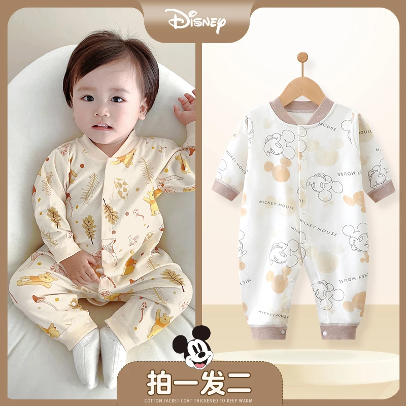 Disney/迪士尼婴儿连体衣纯棉新生春秋装衣服宝宝四季款哈衣爬服