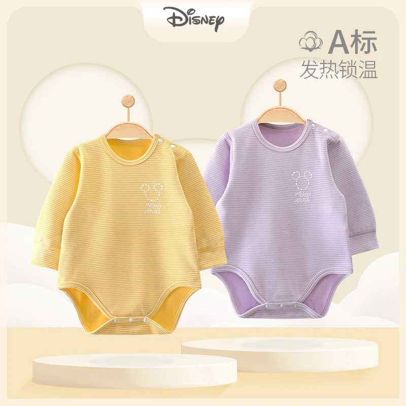 Disney/迪士尼婴儿连体衣膨体徳绒新生儿衣服宝宝秋冬季长袖包屁
