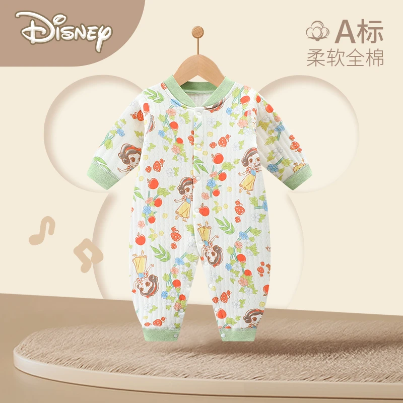 Disney/迪士尼婴儿连体秋冬装纯棉初生宝宝秋冬夹棉冬季保暖哈衣