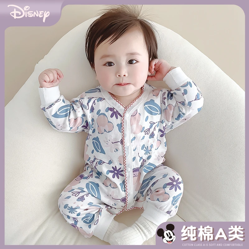 Disney/迪士尼婴儿连体衣纯棉新生春秋装衣服宝宝四季款哈衣爬服