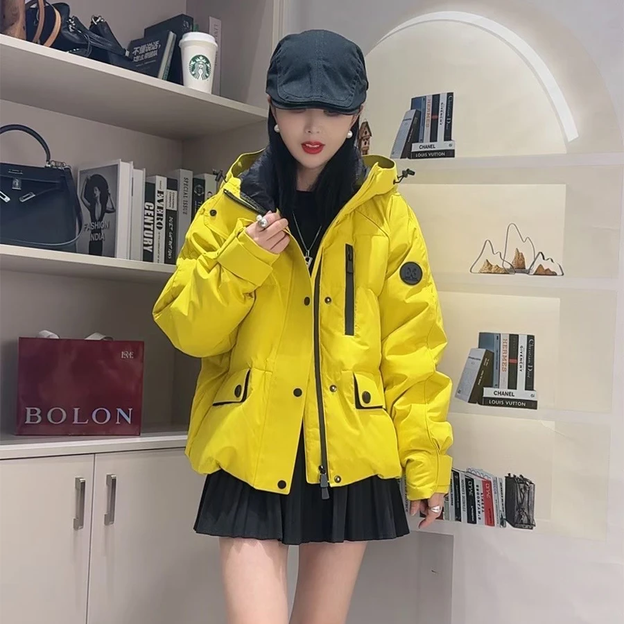 气质时尚连帽加厚防寒派克服2024冬新款潮流工装冲锋衣休闲外套女