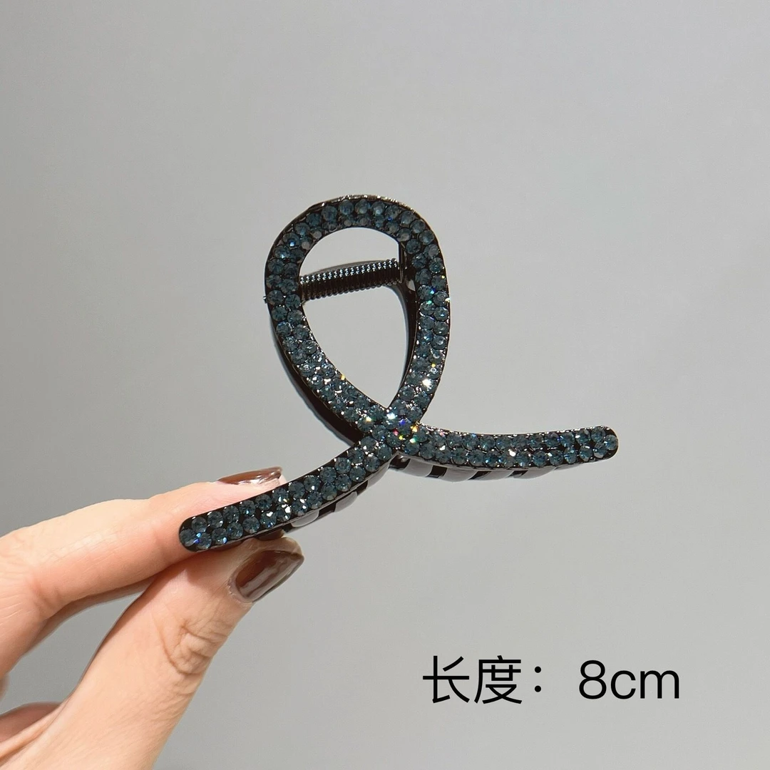 BAOSHATI/宝莎缇F-326韩版墨蓝色满钻中号抓夹