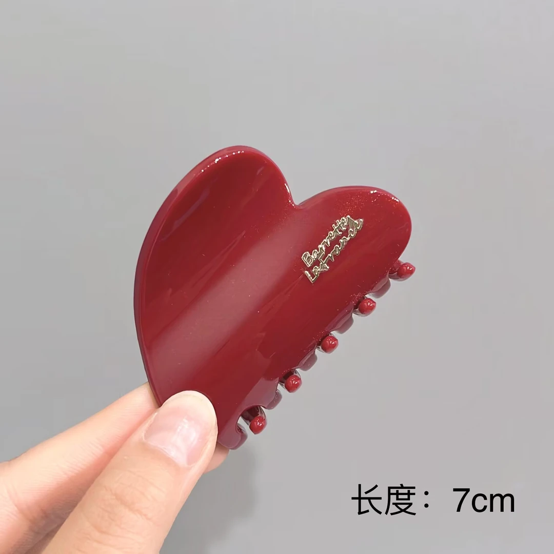 BAOSHATI/宝莎缇F-705韩版简约时尚百搭红色抓夹7厘米