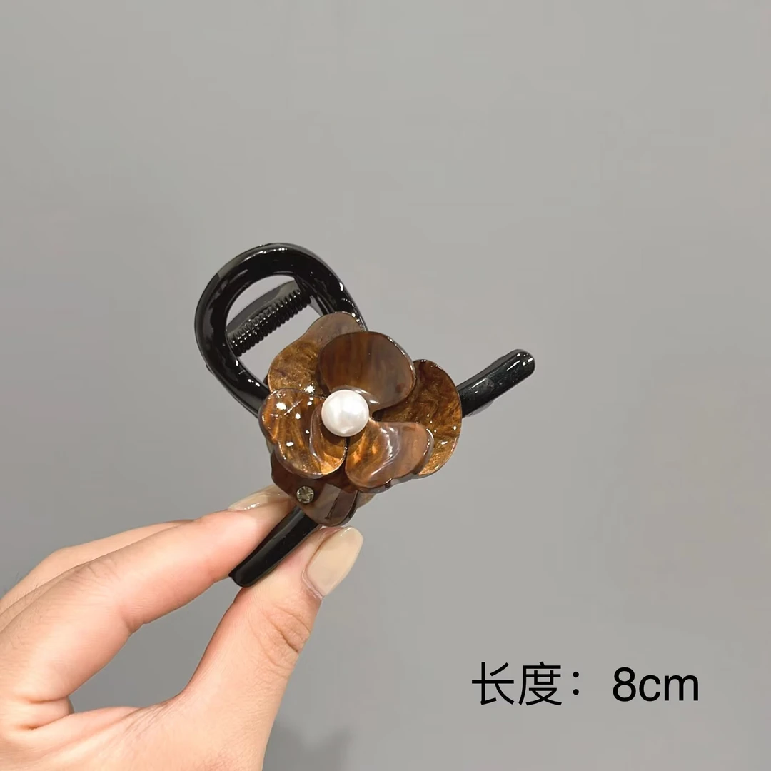 BAOSHATI/宝莎缇F-398韩版气质手绘花瓣珠珠抓夹8厘米