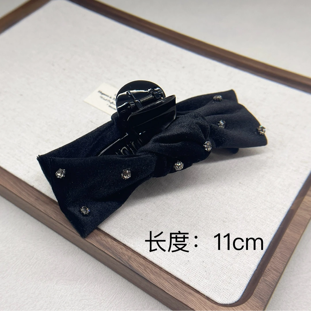 BAOSHATI/宝莎缇F-967小香风丝绒大蝴蝶结抓夹11CM