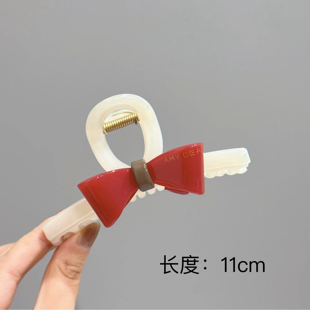 BAOSHATI/宝莎缇F-609简约百搭醋酸蝴蝶结大抓夹11厘米