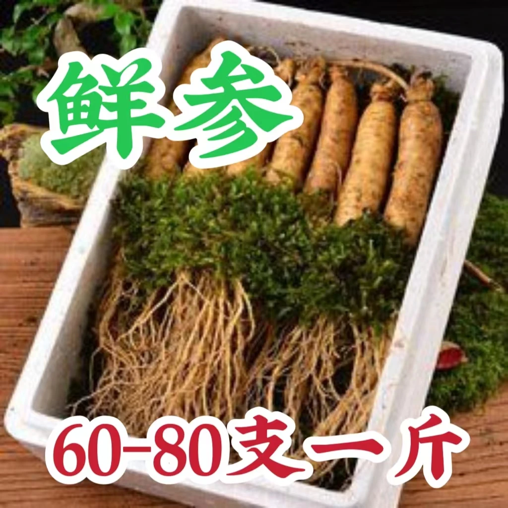 长白山新鲜人参，一斤60-80支4年小鲜参，半斤装、一斤装，二斤装，