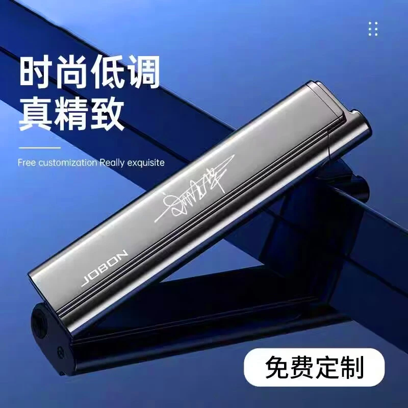 中邦充气打火机防风简约合金金属男女个性创意蓝火焰点烟器刻字
