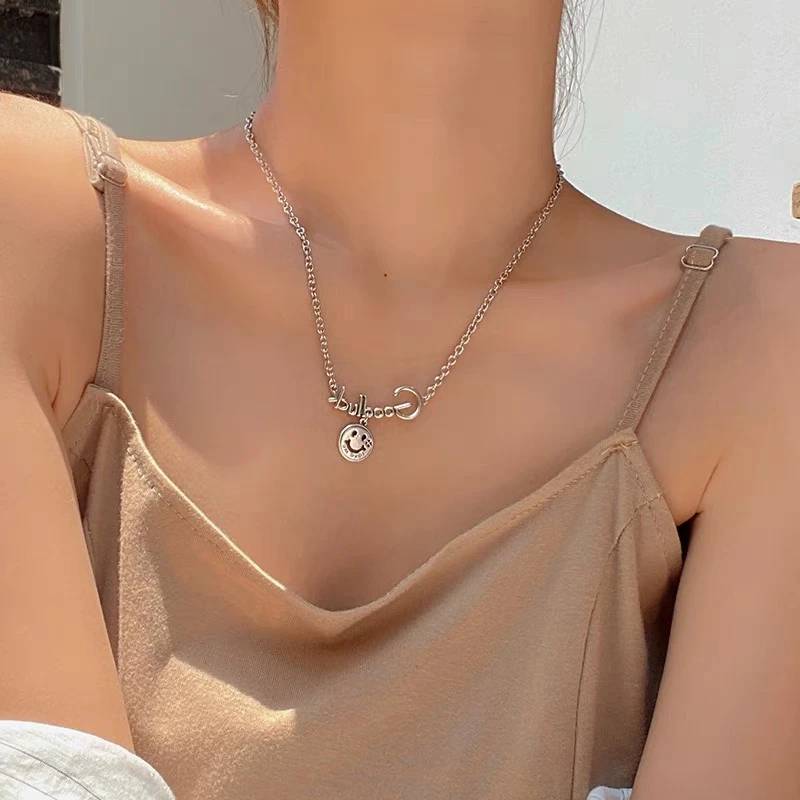 坠链均925银 ［春晓老银匠］时尚笑脸锁骨链