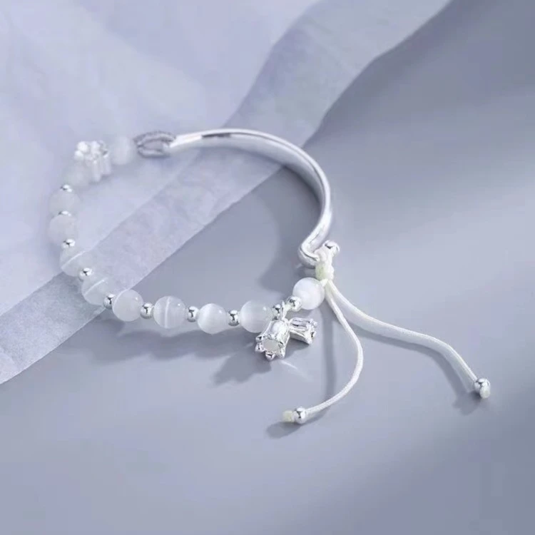 足银手链 【春晓老银匠】时尚手工编织ins半镯手链小众